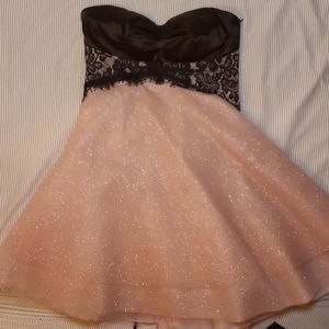 Sparkly blush pink mini prom dress